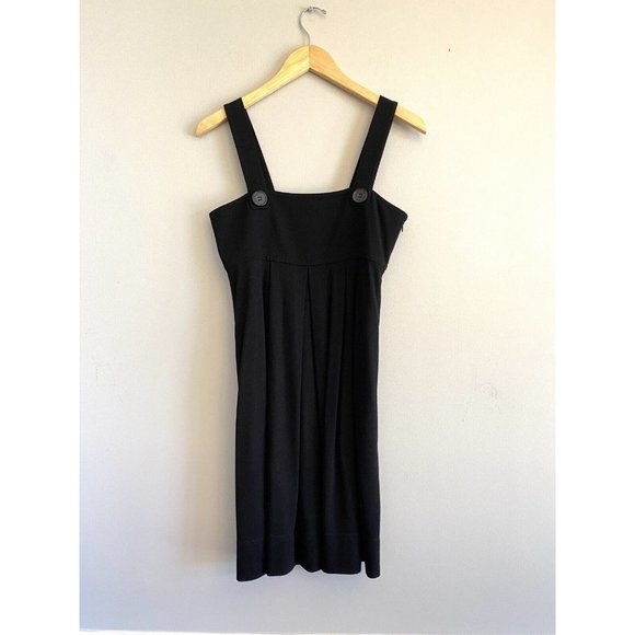 Theory Womens Black Mini Dress Button Square Neck Rayon Size P Petite - Picture 1 of 8